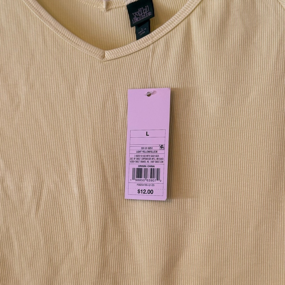 Wild Fable Ribbed Tee — Soft Yellow (NWT) - Picture 2 of 4